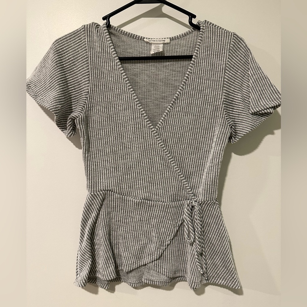 Caution To The Wind Striped Wrap Shirt | Size S